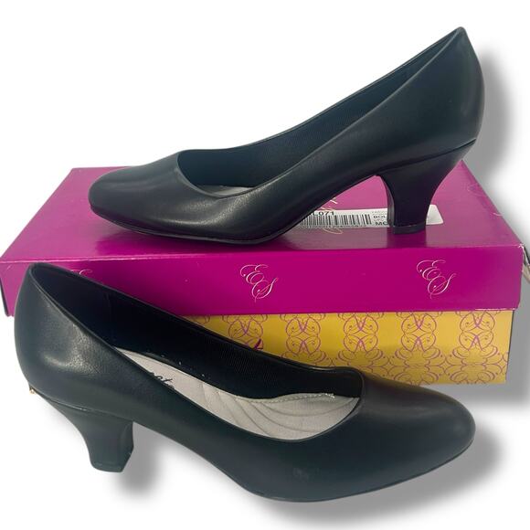 NEW Easy Street Fabulous Pumps Size 7.5 Classic Black Round Toe low Heels Work - Picture 1 of 14